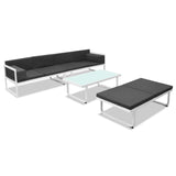 NNEVL 4 Piece Garden Lounge Set with Cushions Aluminium Black