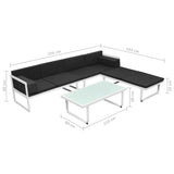 NNEVL 4 Piece Garden Lounge Set with Cushions Aluminium Black