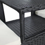 NNEVL 2-Seater Garden Sofa with Tea Table Poly Rattan Black