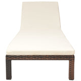 NNEVL Sun Lounger with Cushion Poly Rattan Brown