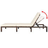 NNEVL Sun Lounger with Cushion Poly Rattan Brown