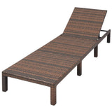 NNEVL Sun Lounger with Cushion Poly Rattan Brown