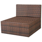 NNEVL 10 Piece Garden Lounge Set with Cushions Poly Rattan Brown