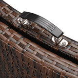 NNEVL Folding Sun Loungers 2 pcs with Table Poly Rattan Brown