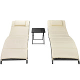 NNEVL Folding Sun Loungers 2 pcs with Table Poly Rattan Black