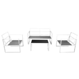 NNEVL 4 Piece Garden Lounge Set with Cushions Steel White