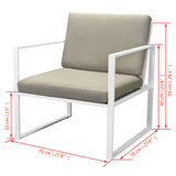 NNEVL 4 Piece Garden Lounge Set with Cushions Steel White