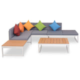NNEVL 4 Piece Garden Lounge Set with Cushions Aluminium and WPC