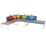 NNEVL 4 Piece Garden Lounge Set with Cushions Aluminium and WPC