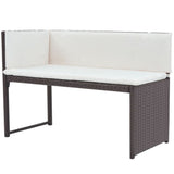 NNEVL 5 Piece Outdoor Dining Set Steel Poly Rattan Brown