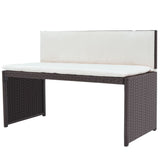 NNEVL 5 Piece Outdoor Dining Set Steel Poly Rattan Brown