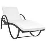 NNEVL Sun Lounger with Cushion Poly Rattan Black