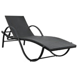 NNEVL Sun Lounger with Cushion Poly Rattan Black