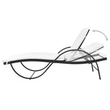 NNEVL Sun Lounger with Cushion Poly Rattan Black