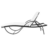 NNEVL Sun Lounger with Cushion Poly Rattan Black