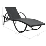 NNEVL Sun Lounger with Cushion Poly Rattan Black
