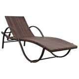 NNEVL Sun Lounger with Cushion & Table Poly Rattan Brown