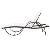 NNEVL Sun Lounger with Cushion & Table Poly Rattan Brown