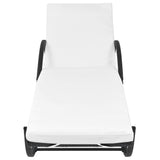 NNEVL Sun Lounger with Cushion & Table Poly Rattan Black
