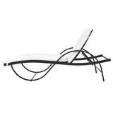 NNEVL Sun Lounger with Cushion & Table Poly Rattan Black