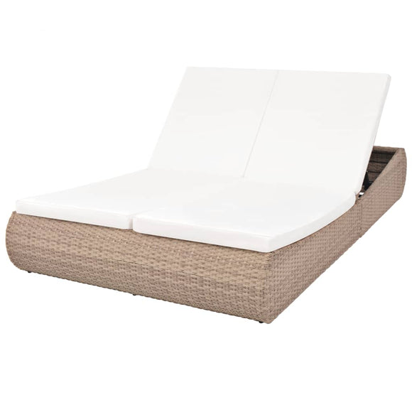 NNEVL Outdoor Lounge Bed Poly Rattan Beige