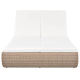 NNEVL Outdoor Lounge Bed Poly Rattan Beige