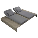 NNEVL Double Sun Lounger with Cushion Poly Rattan Grey