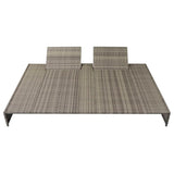 NNEVL Double Sun Lounger with Cushion Poly Rattan Grey