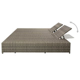 NNEVL Double Sun Lounger with Cushion Poly Rattan Grey