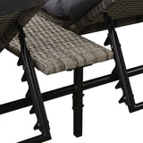 NNEVL Double Sun Lounger with Cushion Poly Rattan Grey