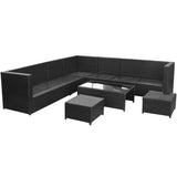 NNEVL 8 Piece Garden Lounge Set with Cushions Poly Rattan Black