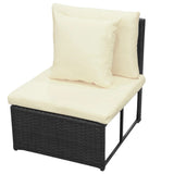 NNEVL 8 Piece Garden Lounge Set with Cushions Poly Rattan Black