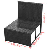 NNEVL 8 Piece Garden Lounge Set with Cushions Poly Rattan Black