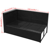 NNEVL 8 Piece Garden Lounge Set with Cushions Poly Rattan Black