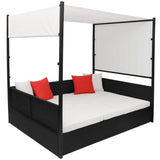 NNEVL Garden Bed with Canopy Black 190x130 cm Poly Rattan