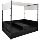 NNEVL Garden Bed with Canopy Black 190x130 cm Poly Rattan