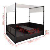 NNEVL Garden Bed with Canopy Black 190x130 cm Poly Rattan