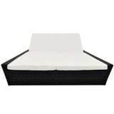 NNEVL Outdoor Lounge Bed with Cushion Poly Rattan Black