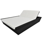 NNEVL Outdoor Lounge Bed with Cushion Poly Rattan Black