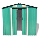 NNEVL Garden Storage Shed Green Metal 204x132x186 cm