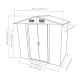 NNEVL Garden Storage Shed Green Metal 204x132x186 cm