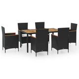 NNEVL 7 Piece Outdoor Dining Set with Cushions Poly Rattan