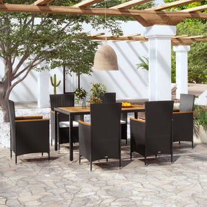 NNEVL 7 Piece Outdoor Dining Set with Cushions Poly Rattan