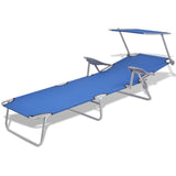 NNEVL Sun Lounger with Canopy Steel Blue
