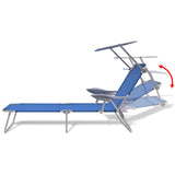 NNEVL Sun Lounger with Canopy Steel Blue