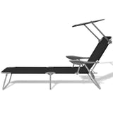 NNEVL Sun Lounger with Canopy Steel Black