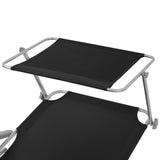 NNEVL Sun Lounger with Canopy Steel Black