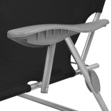 NNEVL Sun Lounger with Canopy Steel Black