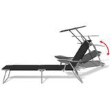 NNEVL Sun Lounger with Canopy Steel Black