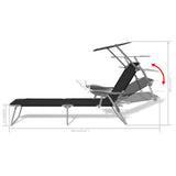 NNEVL Sun Lounger with Canopy Steel Black